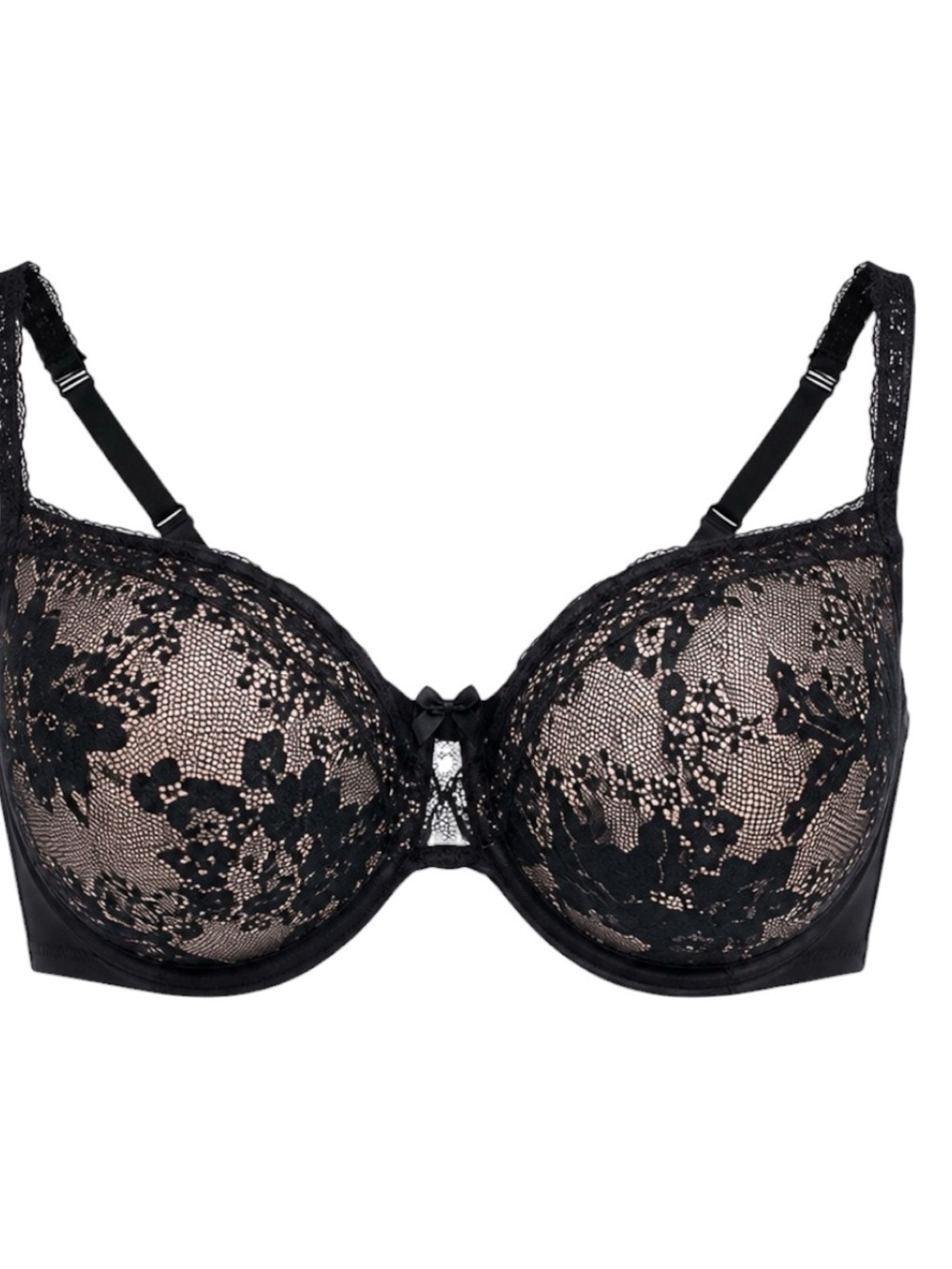 Cacique Lightly Lined Balconette Black Lace Bra-Women's 46D